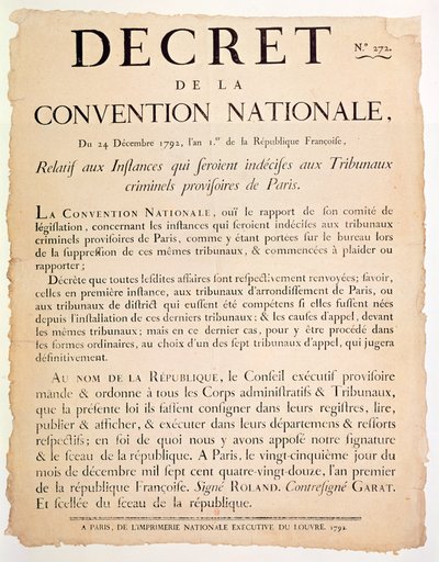 Besluit van de Nationale Conventie, 24 december 1792 door French School